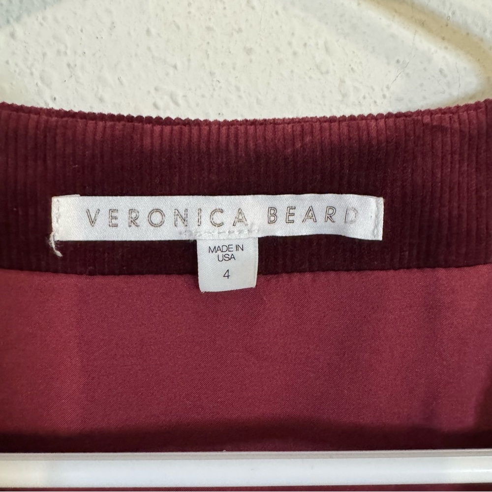 Veronica beard Orial Burgundy corduroy Sleeveless zip front mini Dress - Picture 6 of 9